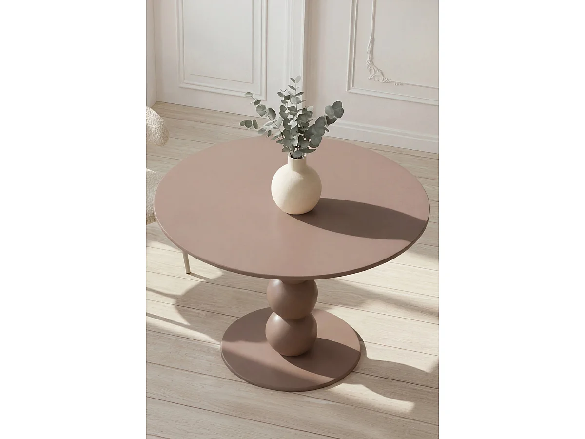 Table à Manger Ronde "Boule" 110cm Marron