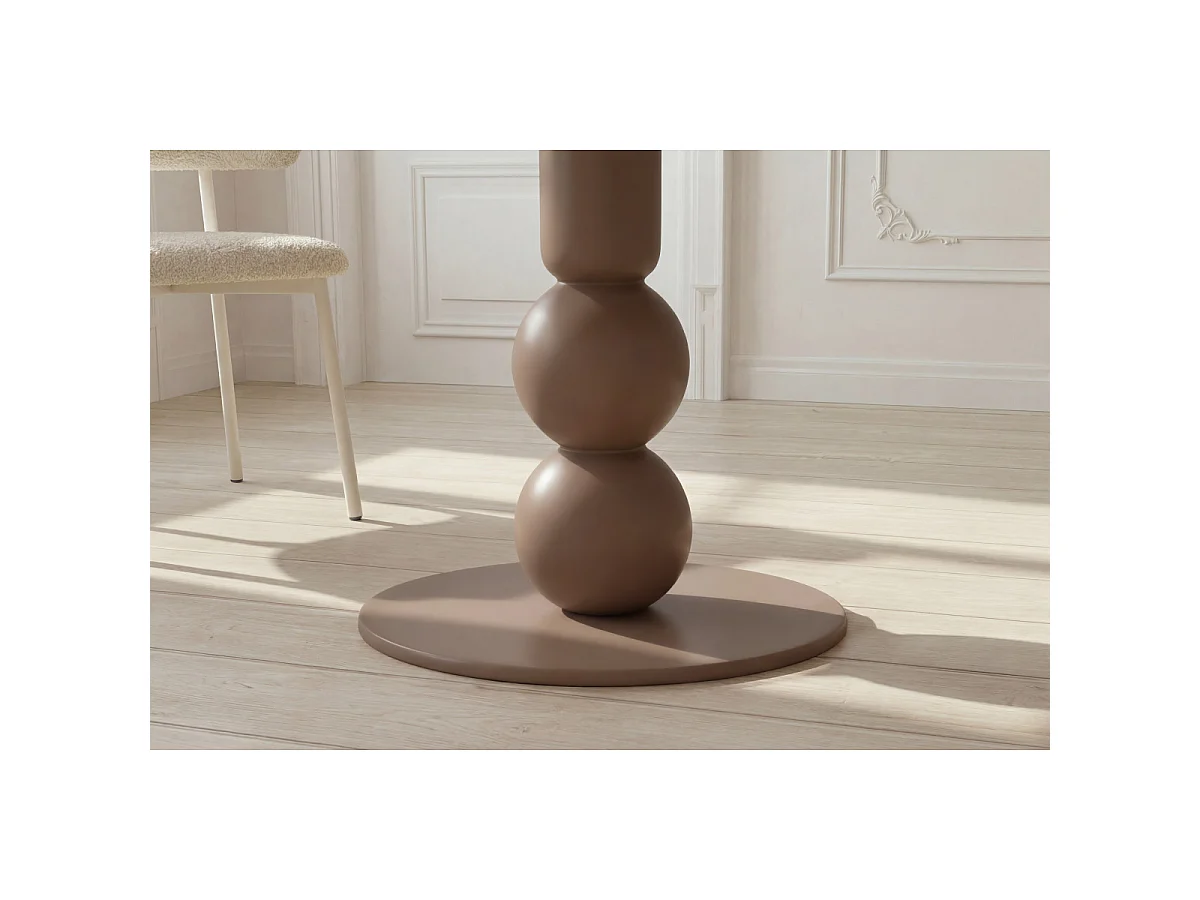 Table à Manger Ronde "Boule" 110cm Marron