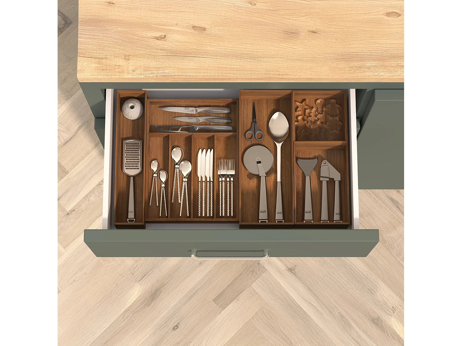Organiseur de Cuisine en Bois "Cary" 15x23cm Marron