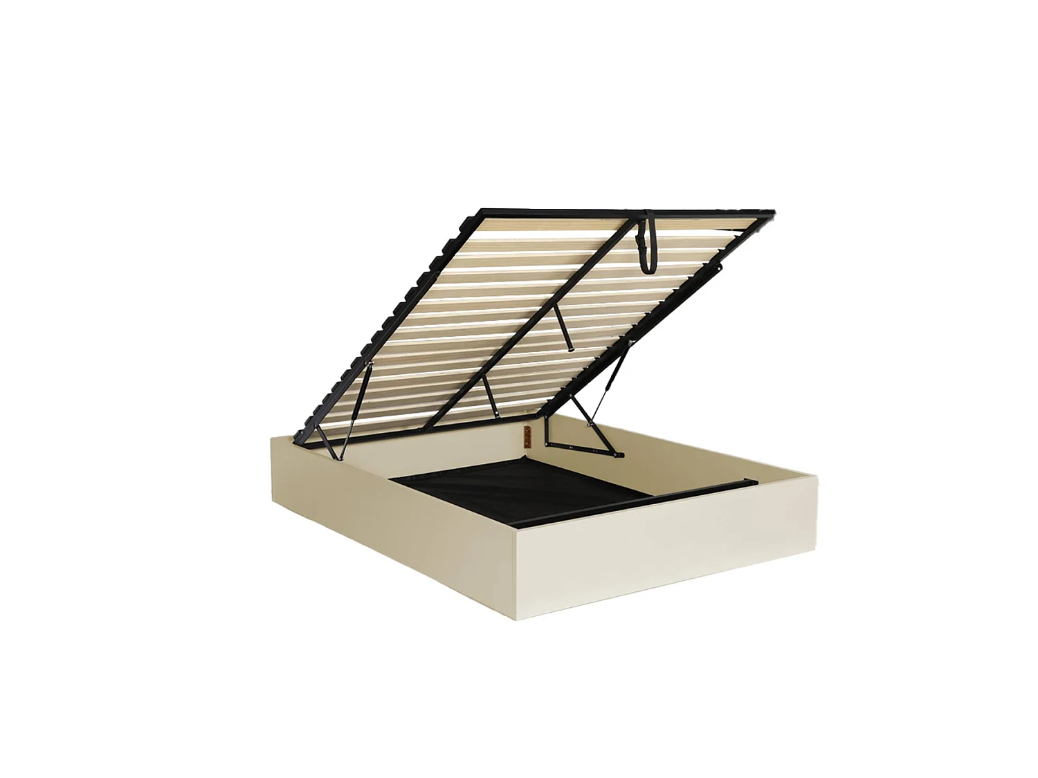 Lit coffre sommier à lattes 140x190cm décor bois beige - Lift