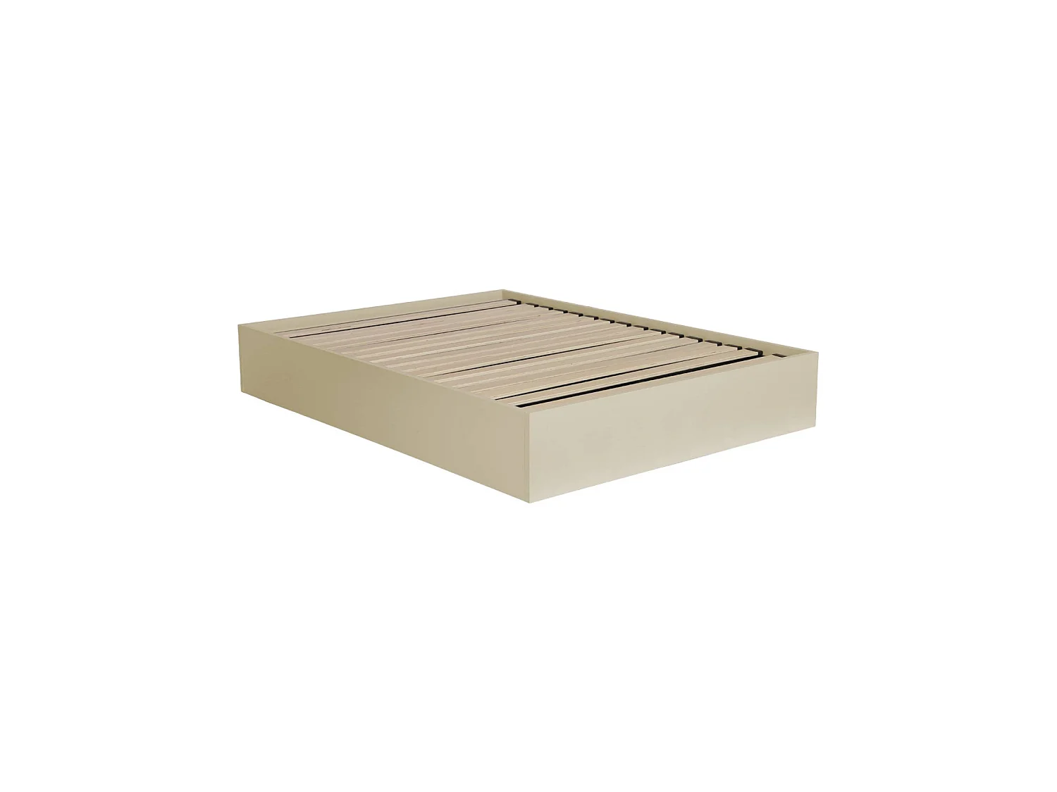 Lit coffre sommier à lattes 140x190cm décor bois beige - Lift