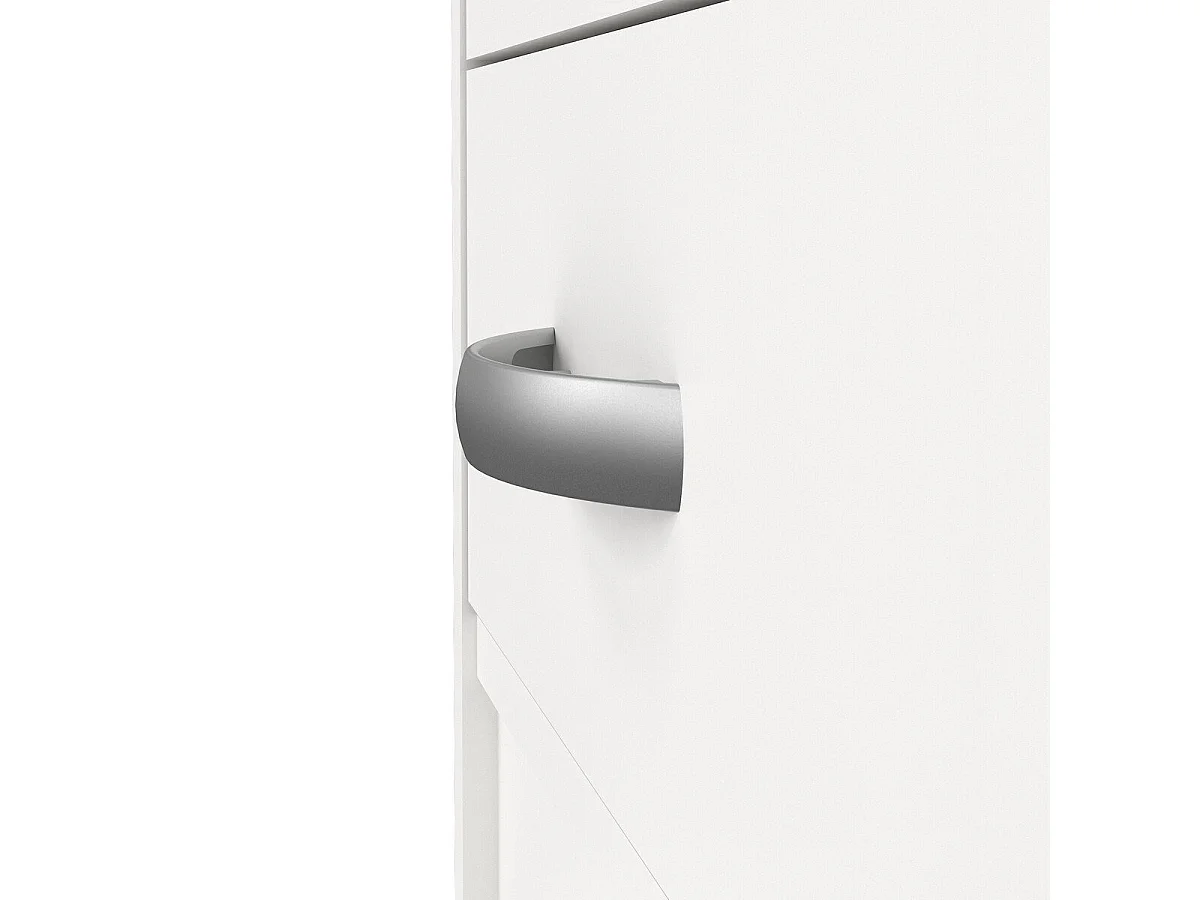 Bureau moderne blanc avec 5 tiroirs et serrure - 109,3 cm