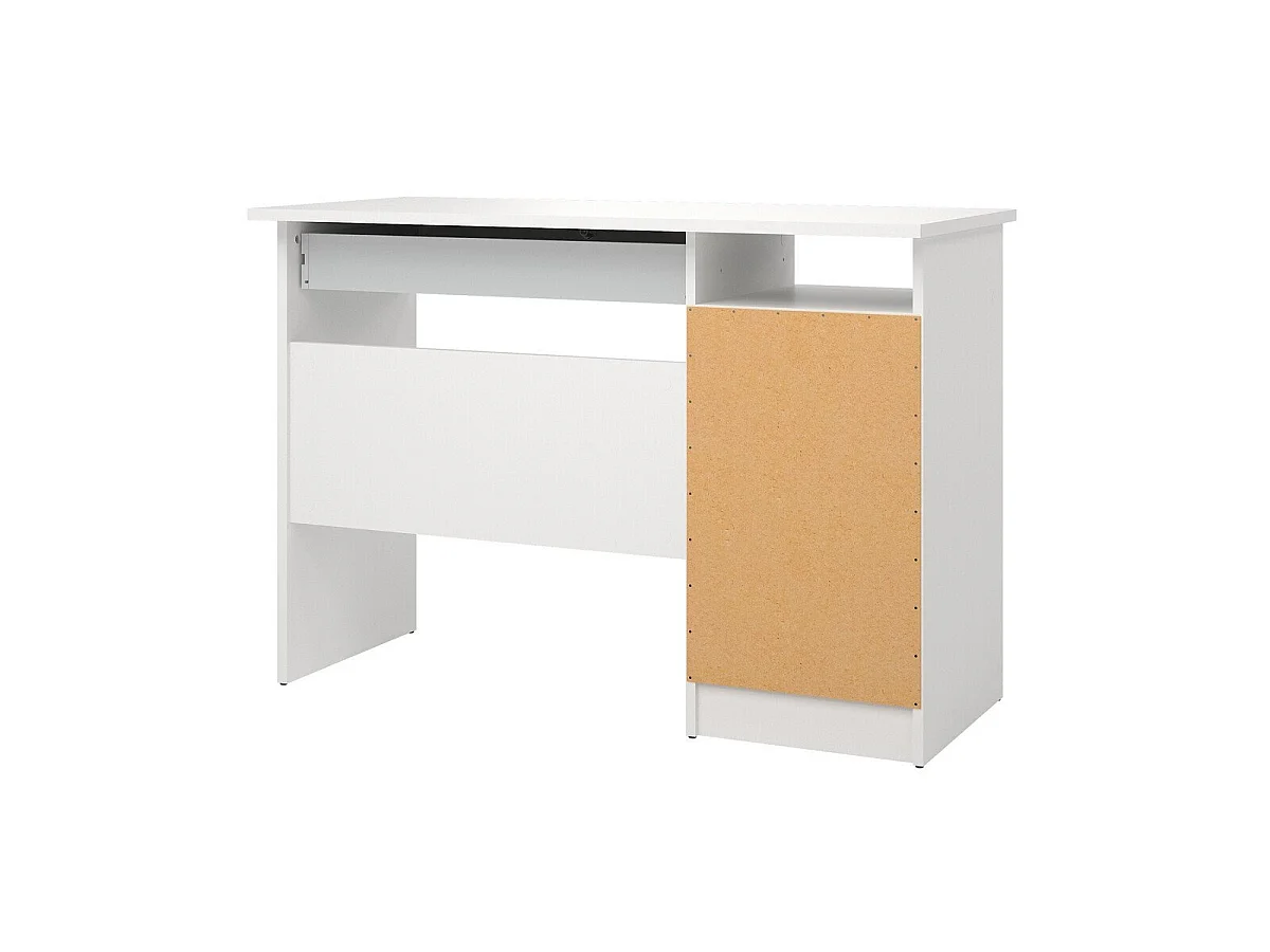 Bureau moderne blanc avec 5 tiroirs et serrure - 109,3 cm