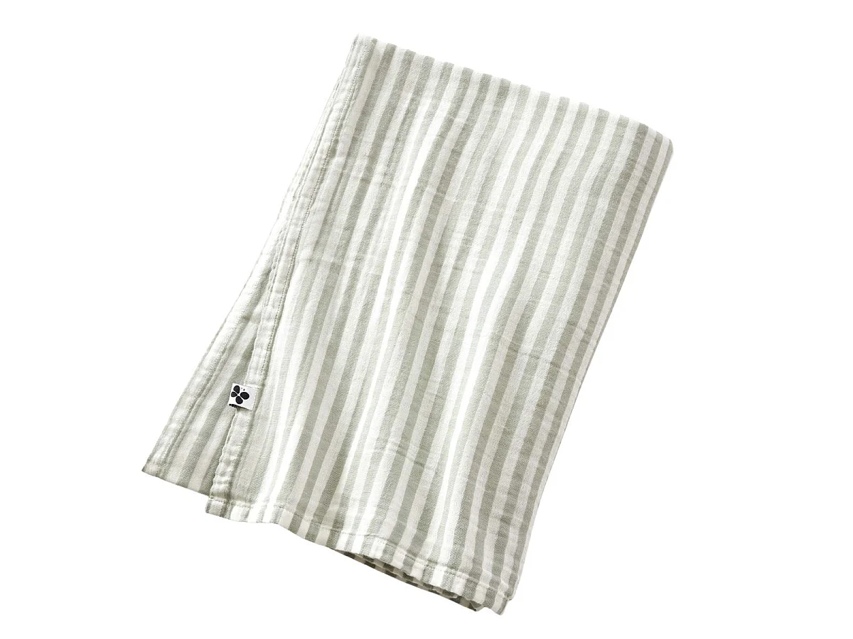 Nappe rectangulaire 150x250cm gaze de coton rayé eucalyptus - ROMELIA