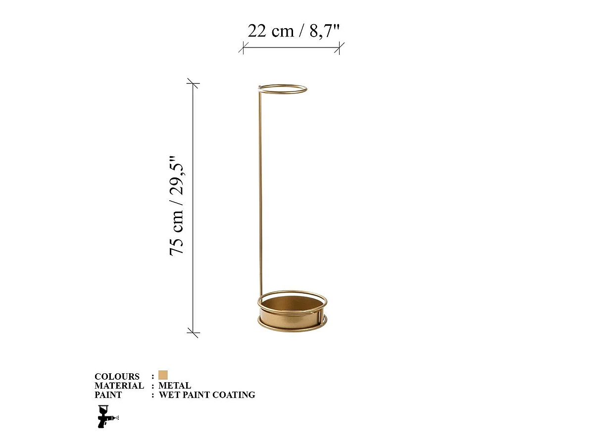 Ronde Gouden Metalen Paraplubak H75 cm