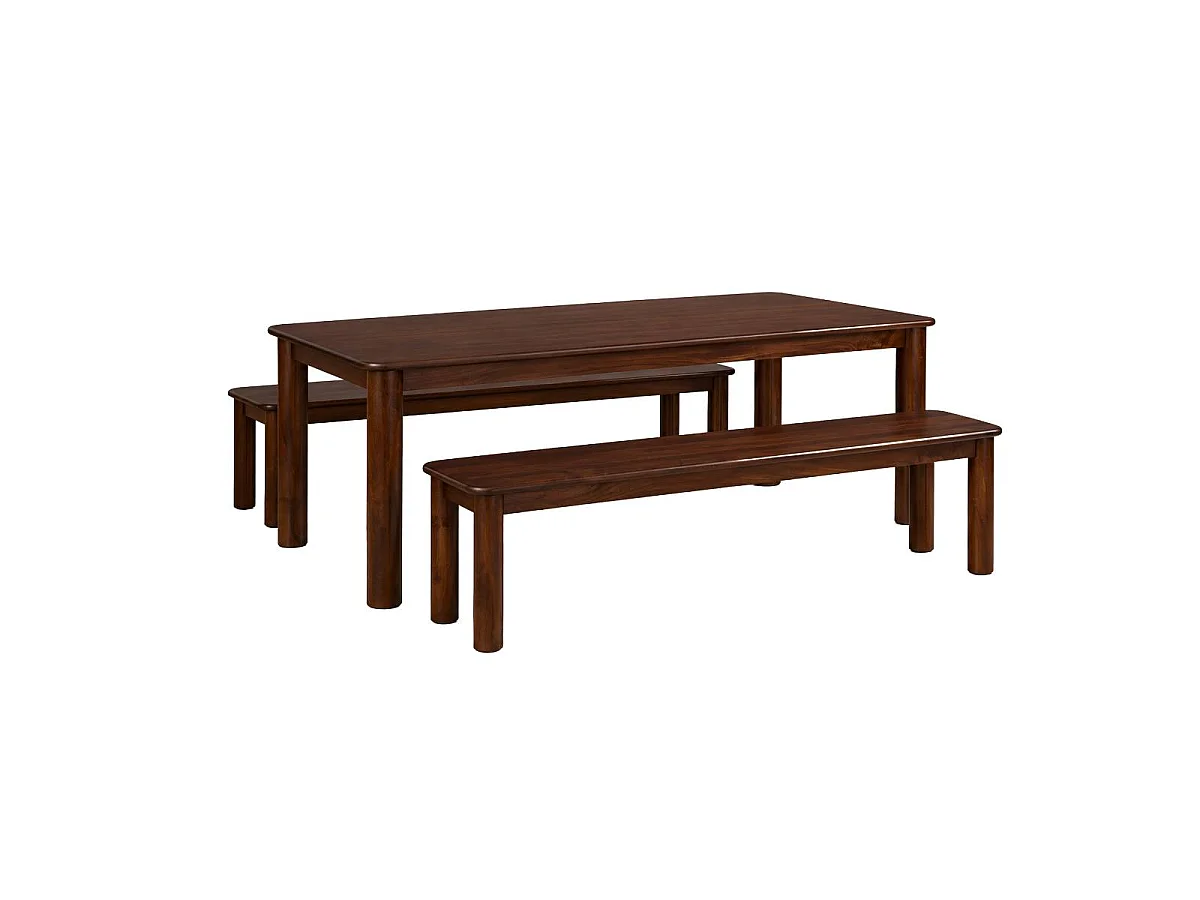 Table à manger + 2 bancs en bois de manguier Riven