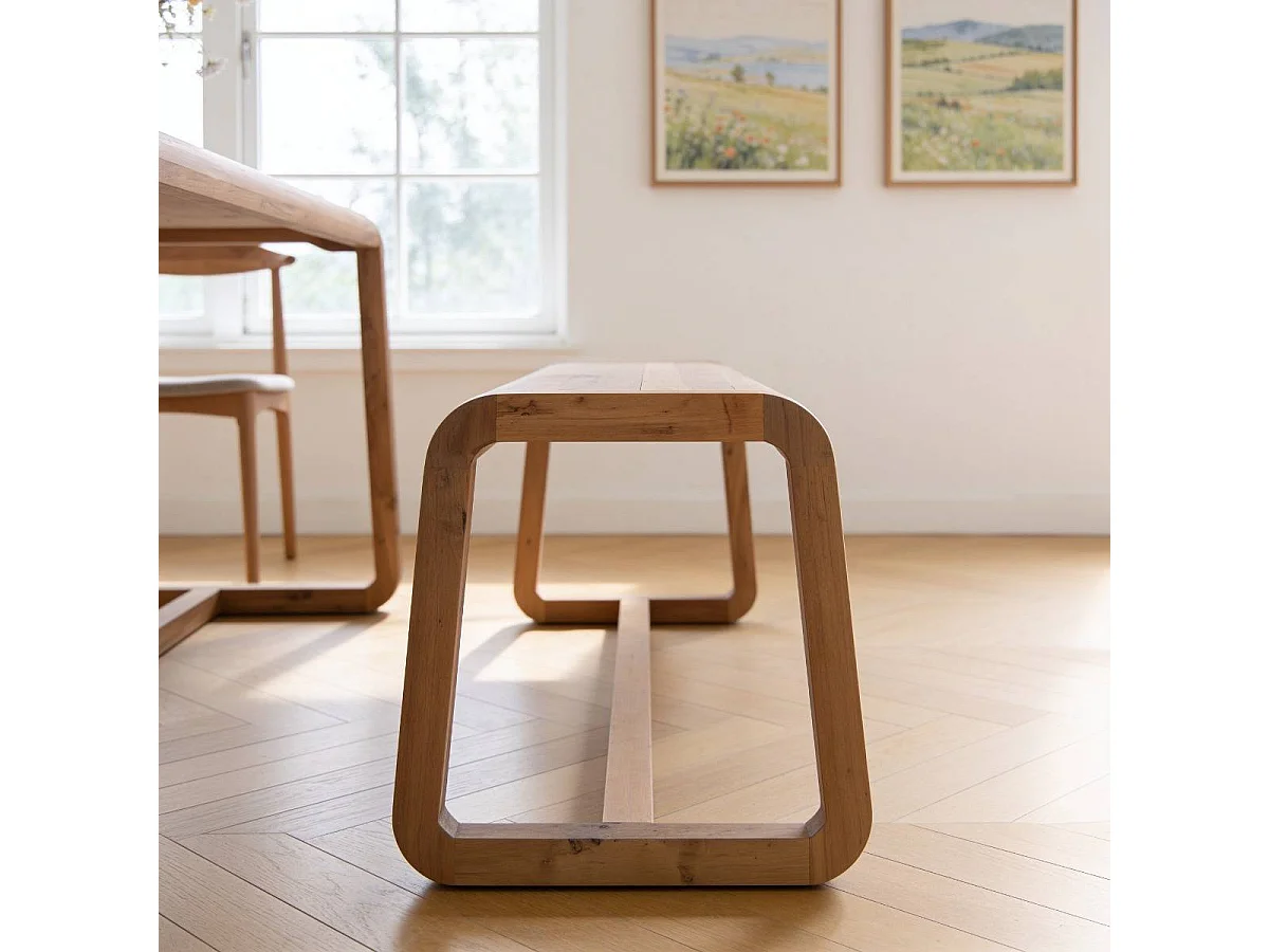 Table à manger + 2 bancs en bois d'acacia Kalani