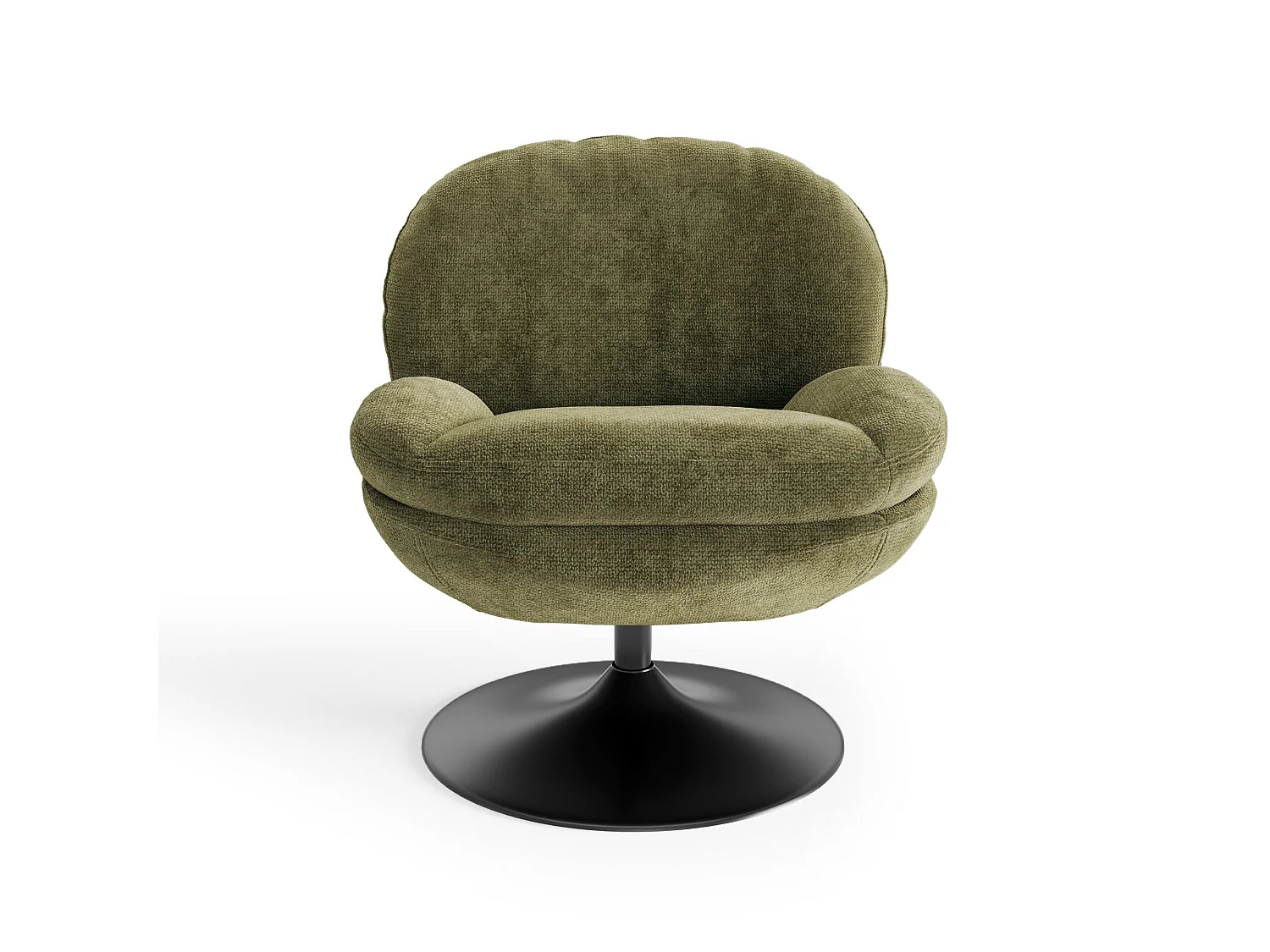 Fauteuil pivotant ASPEN en velours bouclé vert vintage