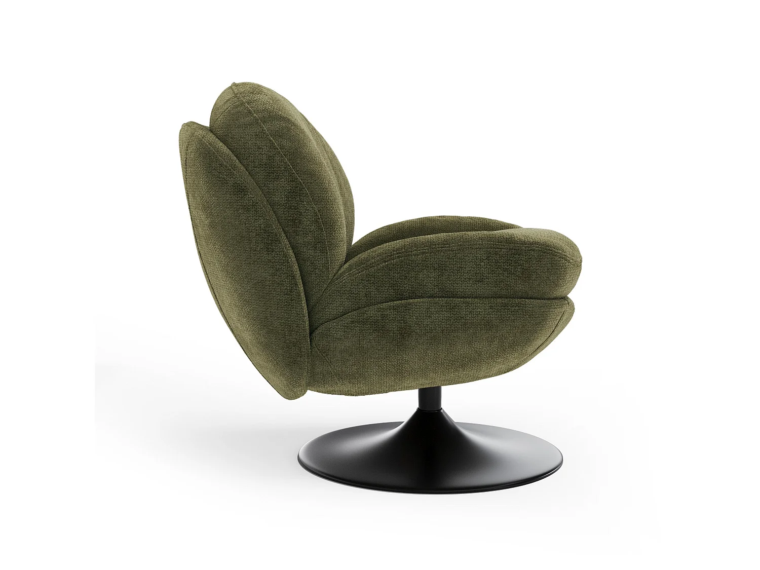 Fauteuil pivotant ASPEN en velours bouclé vert vintage
