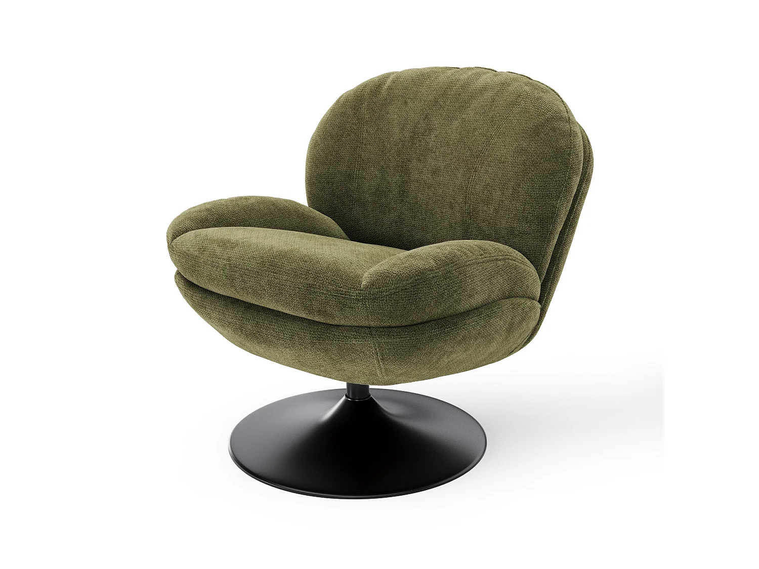 Fauteuil pivotant ASPEN en velours bouclé vert vintage