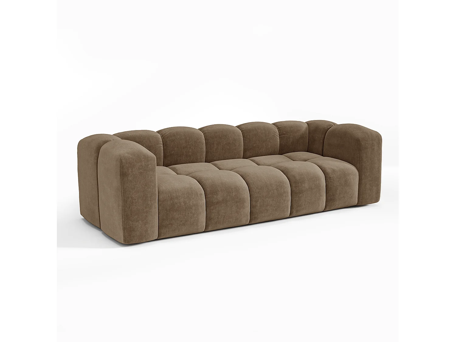 Canapé CLARK 3 places en tissu tramé toucher doux marron