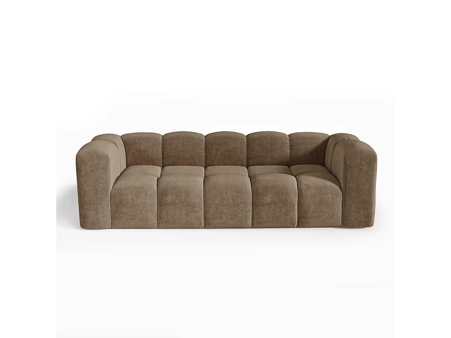 Canapé CLARK 3 places en tissu tramé toucher doux marron