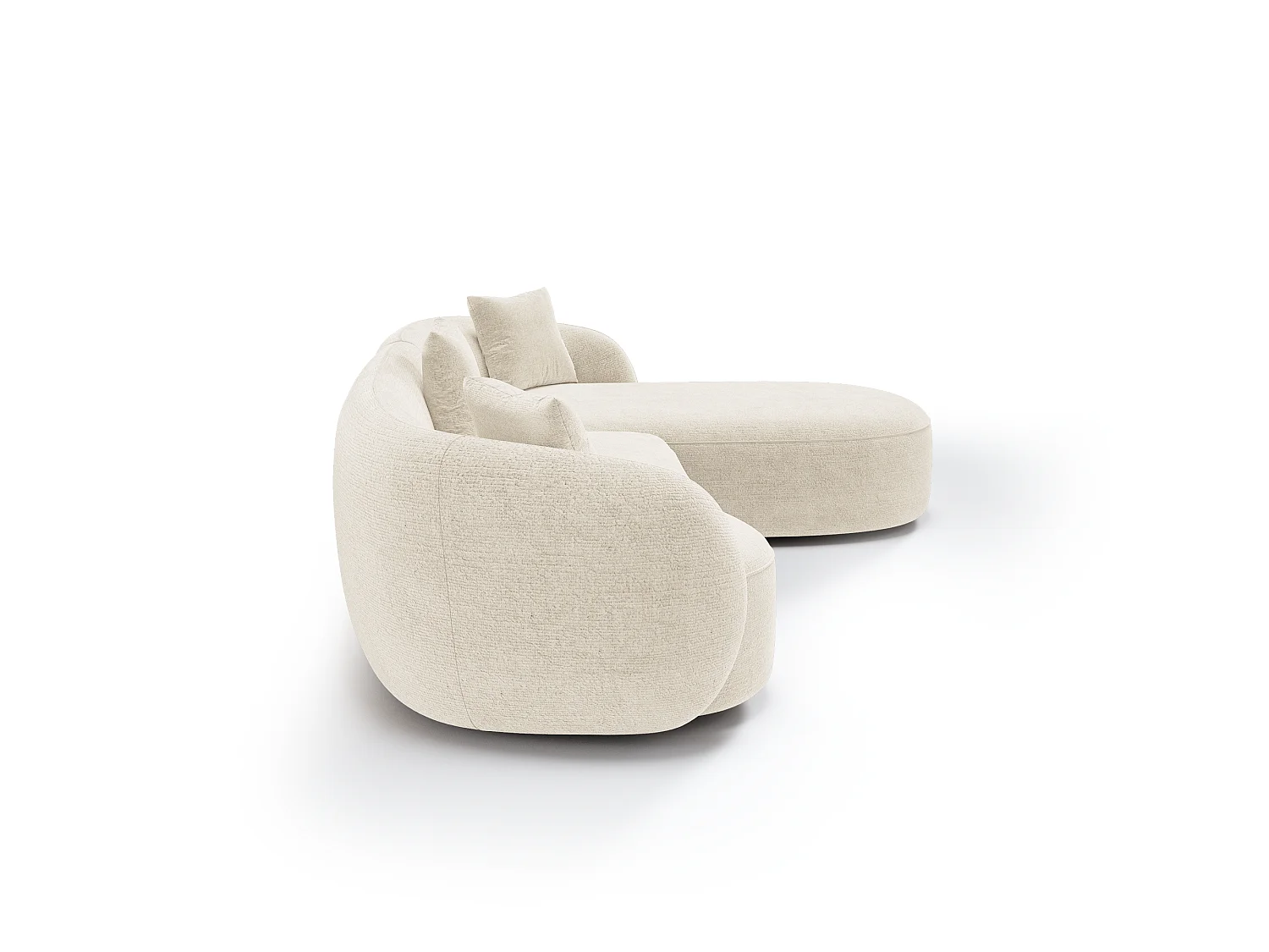 Canapé d'angle droit CELINE 4 places en velours texturé crème