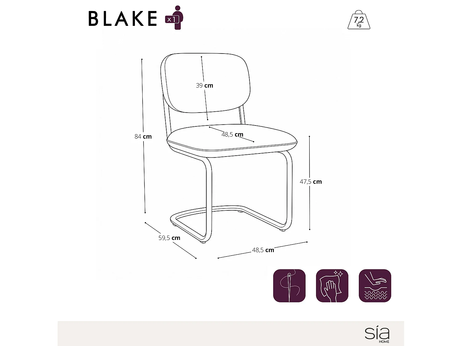 Lot de 2 chaises BLAKE en velours texturé taupe