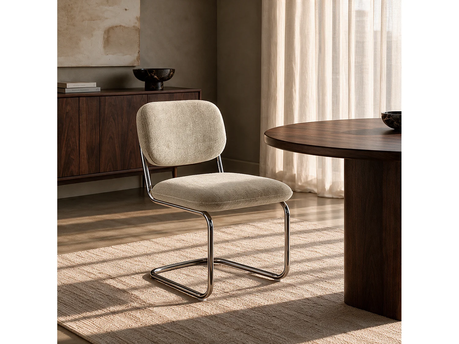 Lot de 2 chaises BLAKE en velours texturé taupe
