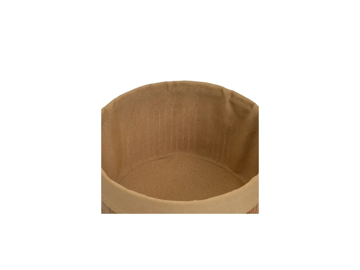 Lot de 4 Paniers de Rangement Ronds en Bambou et Tissu Marron,Corbeilles Multi-Usages Décoratives
