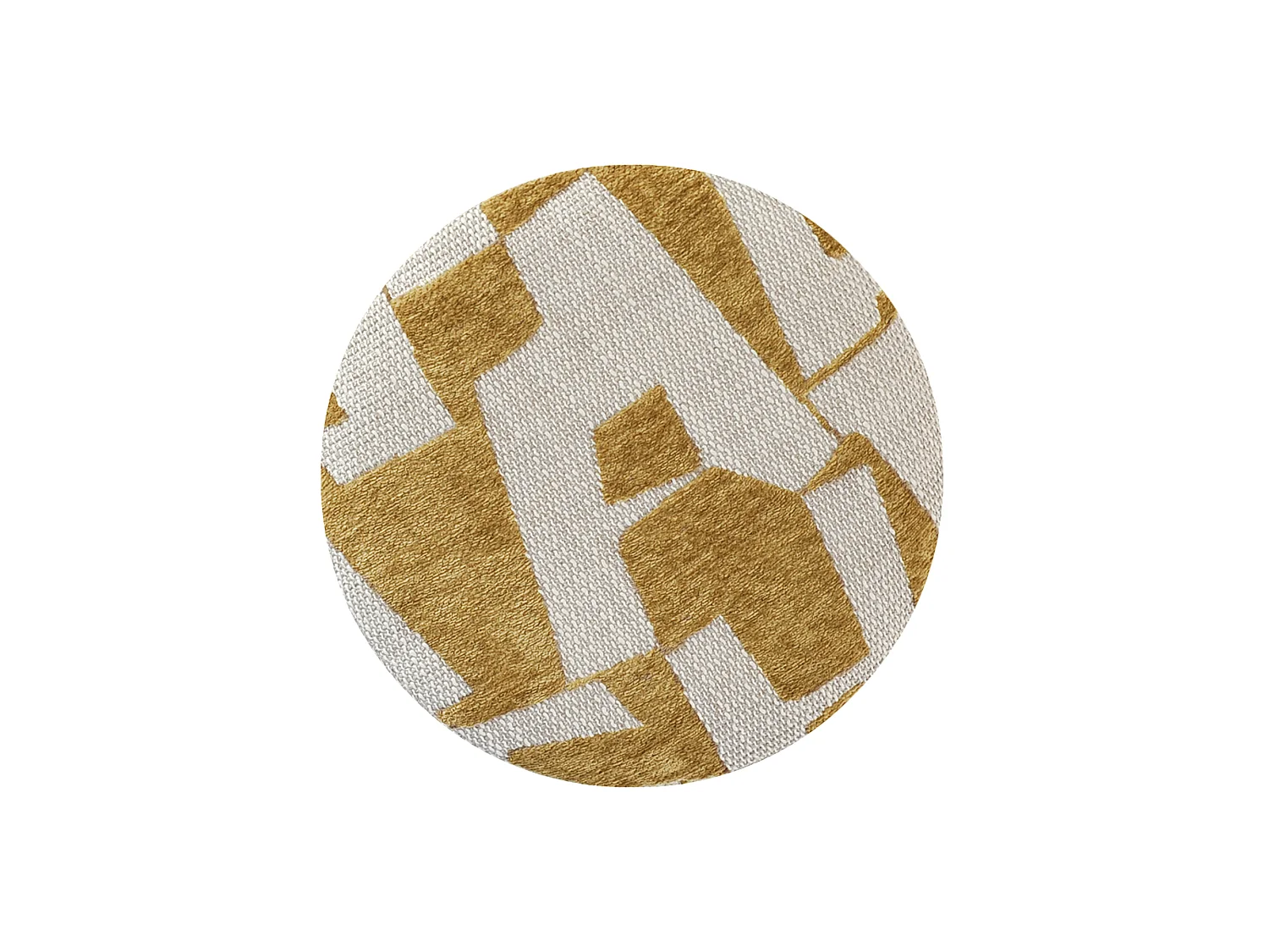 Pouf ASH en tissu texturé à motifs moutarde