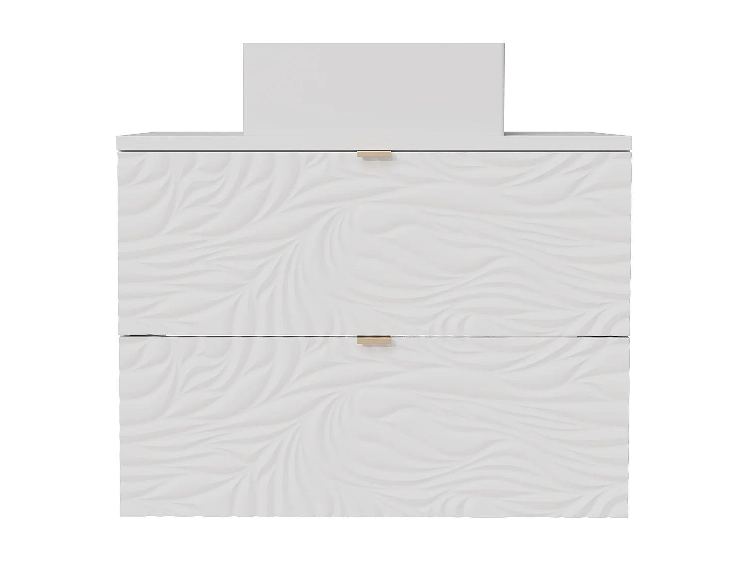 Meuble de salle de bain suspendu texturé avec vasque à poser carrée - Blanc - 80 cm - RINAREL