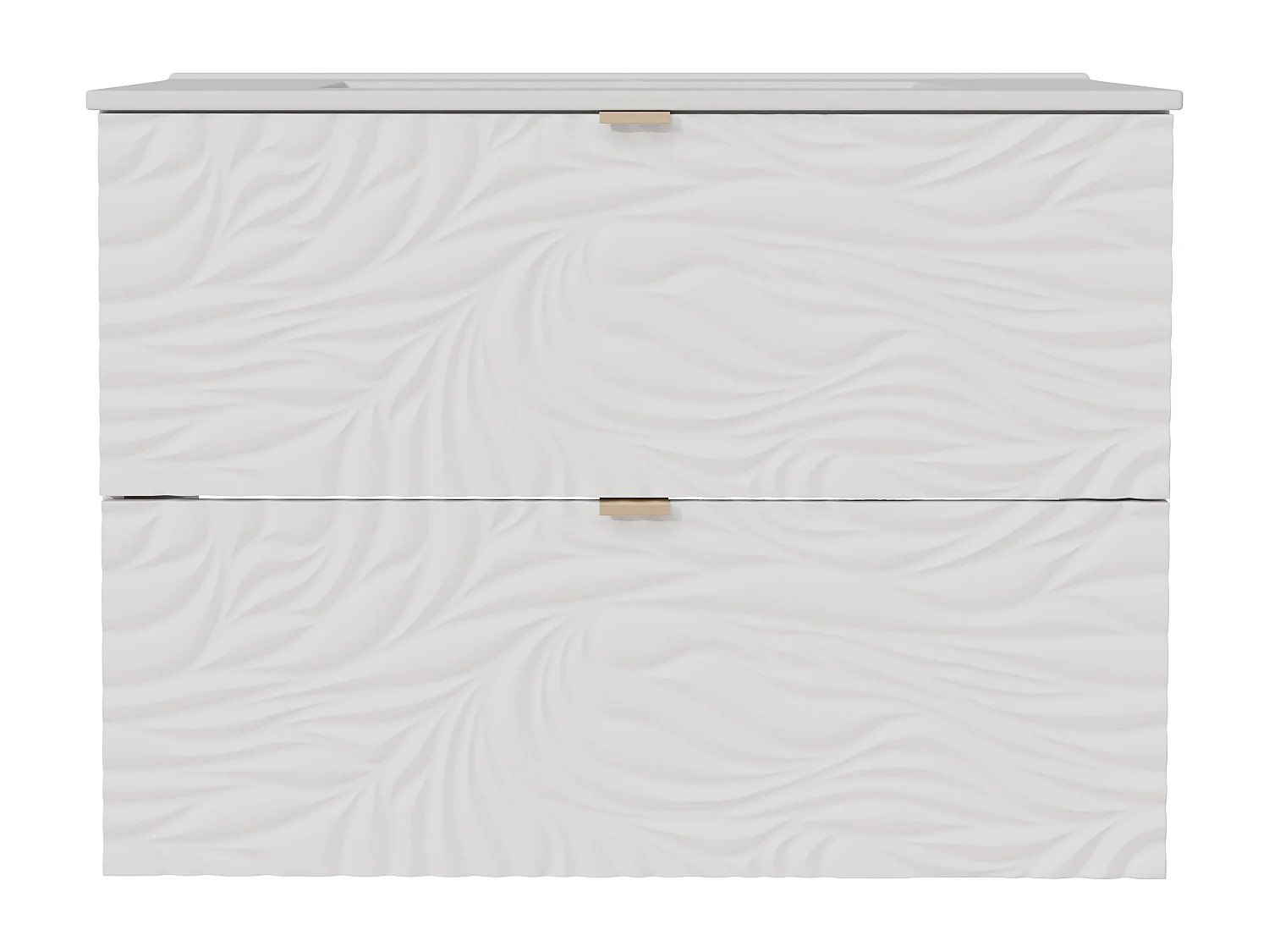 Meuble de salle de bain suspendu texturé avec vasque à encastrer - Blanc - 80 cm - RINAREL