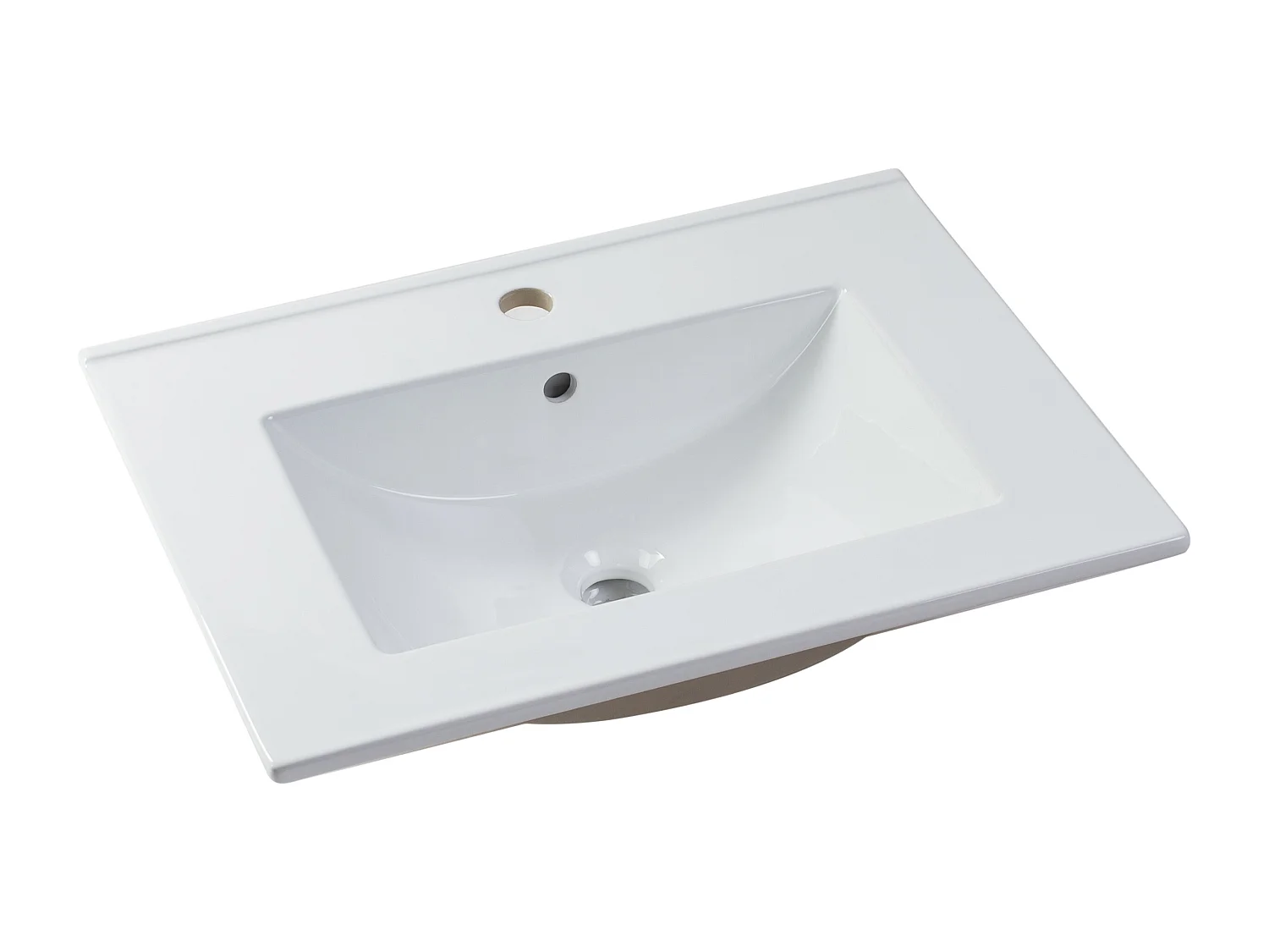 Meuble de salle de bain suspendu en chevrons avec vasque à encastrer - Blanc - 60 cm - DORIONI