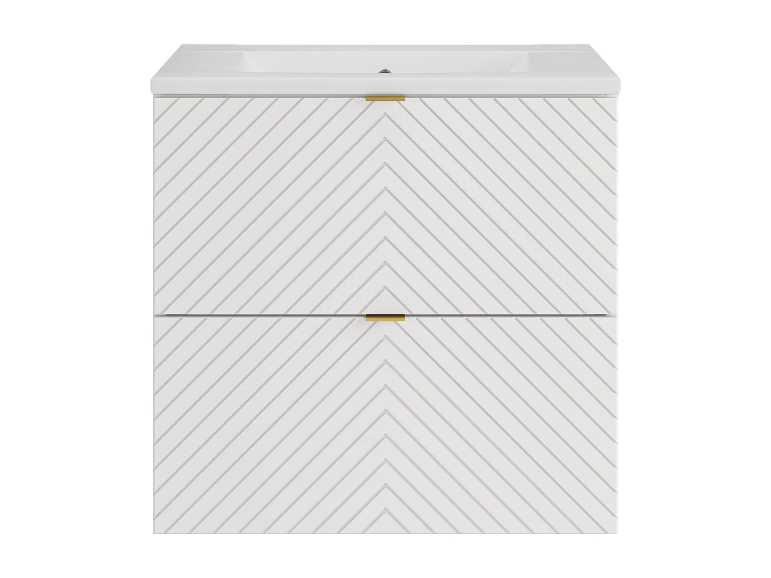 Meuble de salle de bain suspendu en chevrons avec vasque à encastrer - Blanc - 60 cm - DORIONI