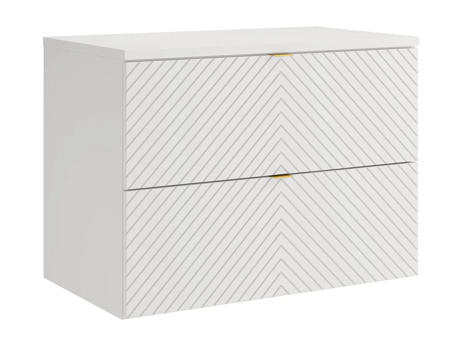 Meuble sous vasque suspendu en chevrons avec planche - Blanc - 80 cm - DORIONI