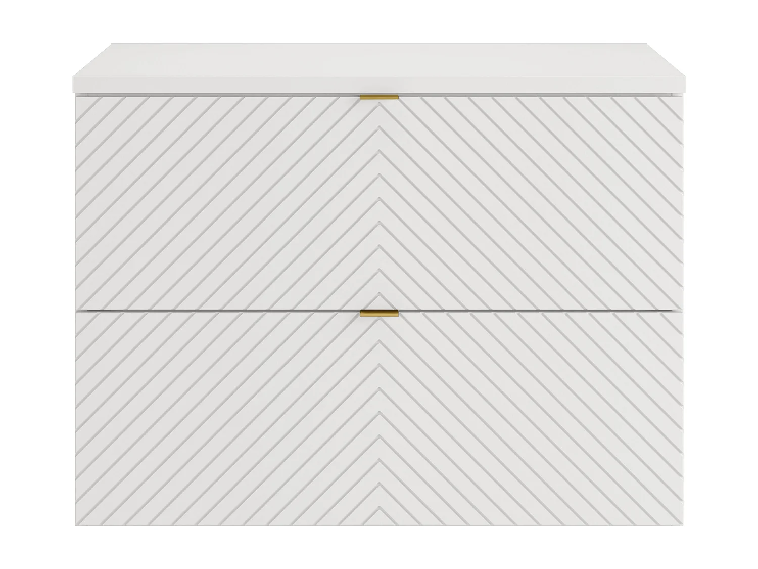 Meuble sous vasque suspendu en chevrons avec planche - Blanc - 80 cm - DORIONI