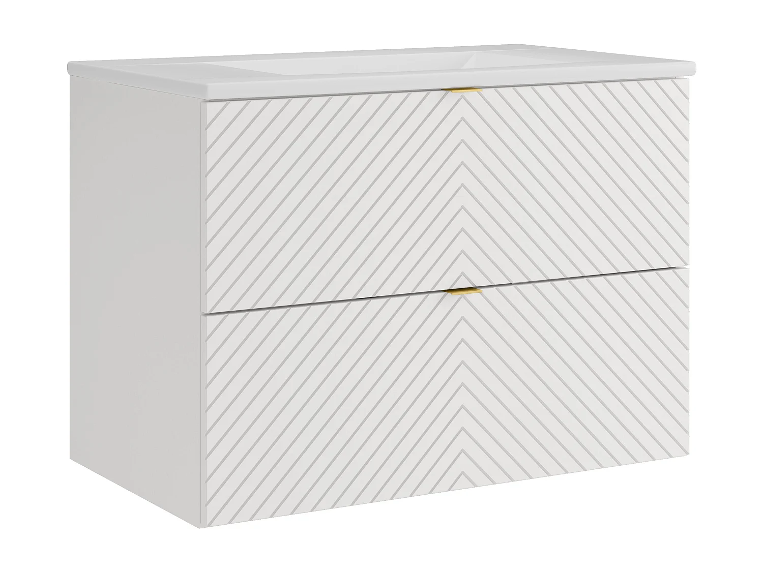 Meuble de salle de bain suspendu en chevrons avec vasque à encastrer - Blanc - 80 cm - DORIONI