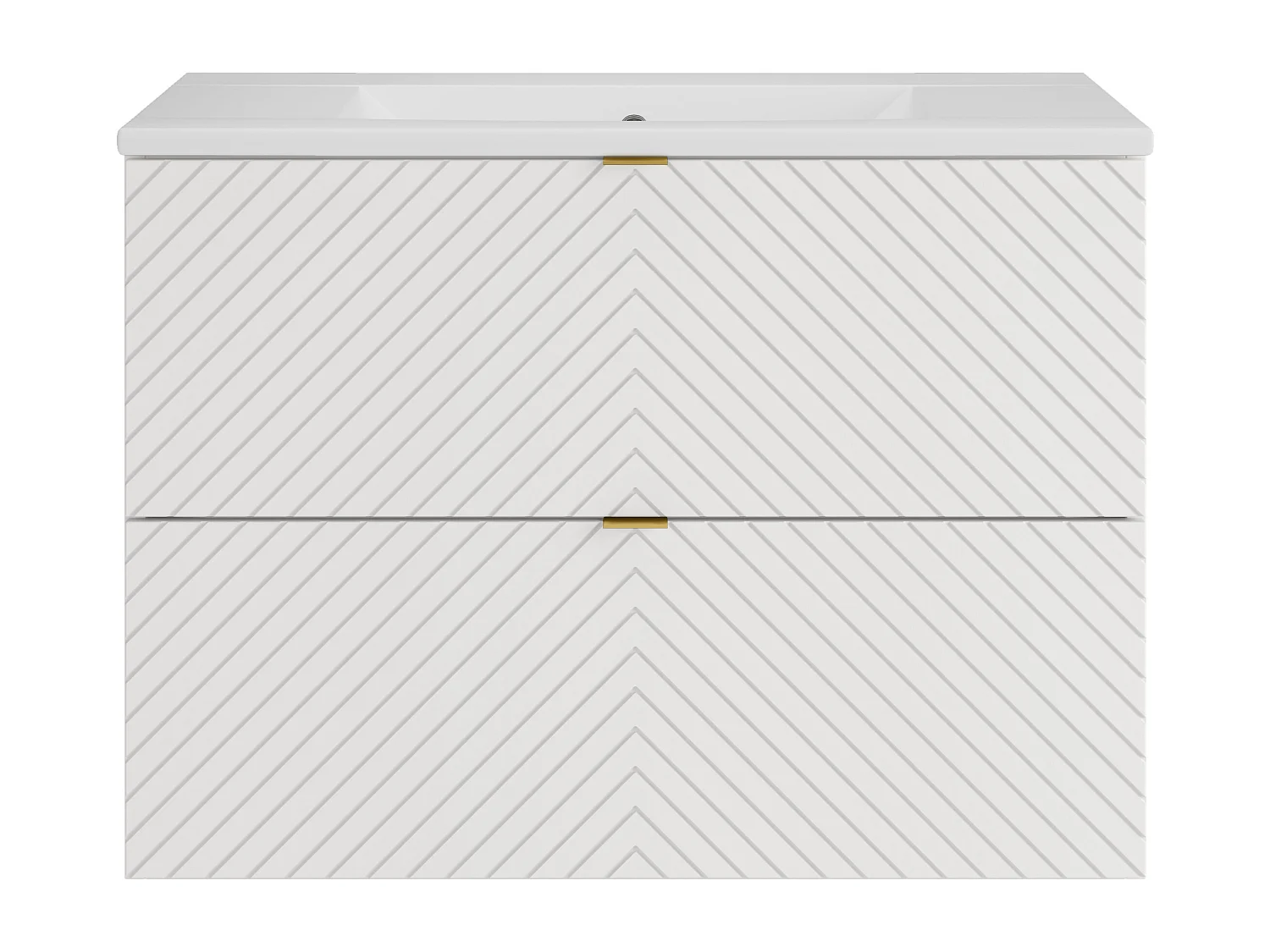 Meuble de salle de bain suspendu en chevrons avec vasque à encastrer - Blanc - 80 cm - DORIONI