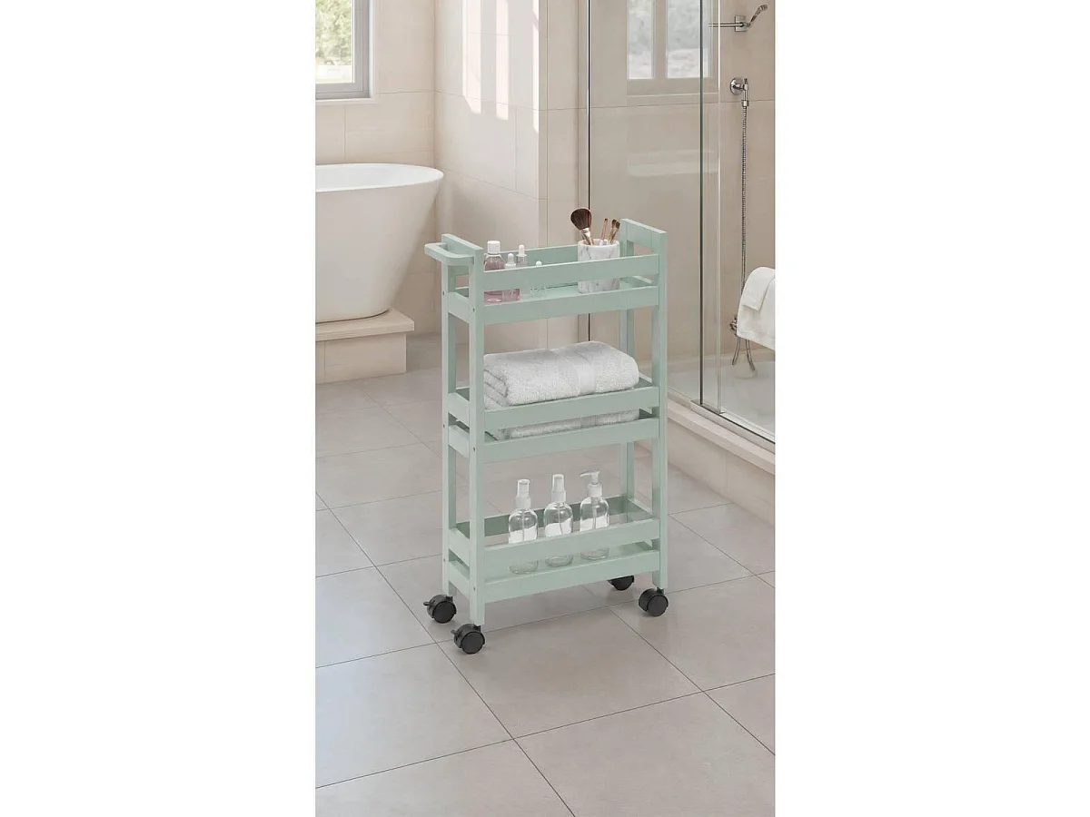 Desserte Salle de Bain 3 Niveaux "Colorama" 75cm Vert Céladon