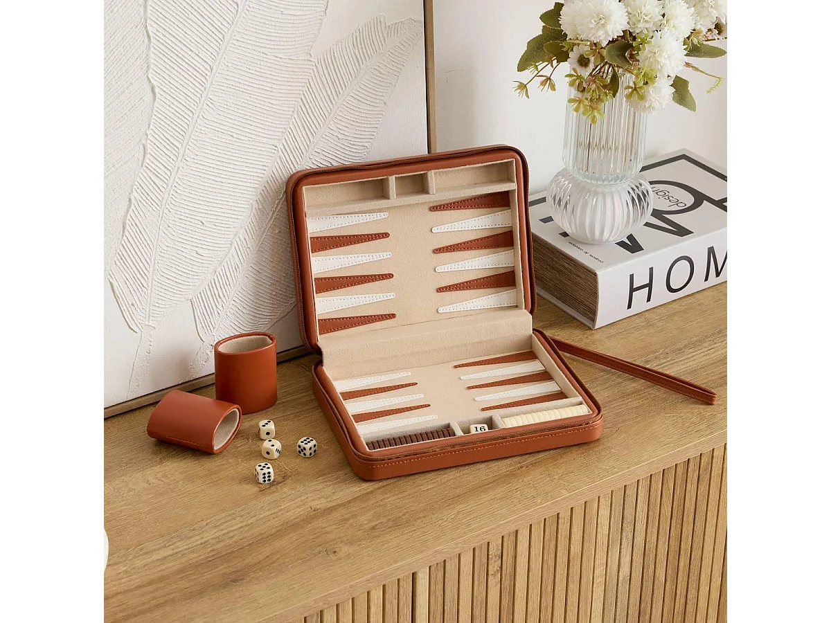 Jeu de Backgammon "Mady" 23cm Camel