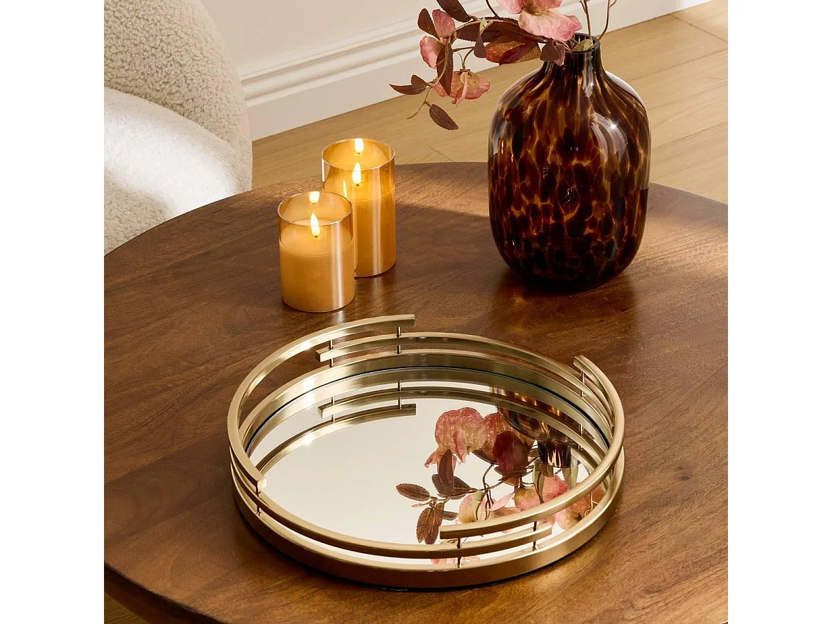 Plateau Déco en Métal "Tayma" 35cm Doré
