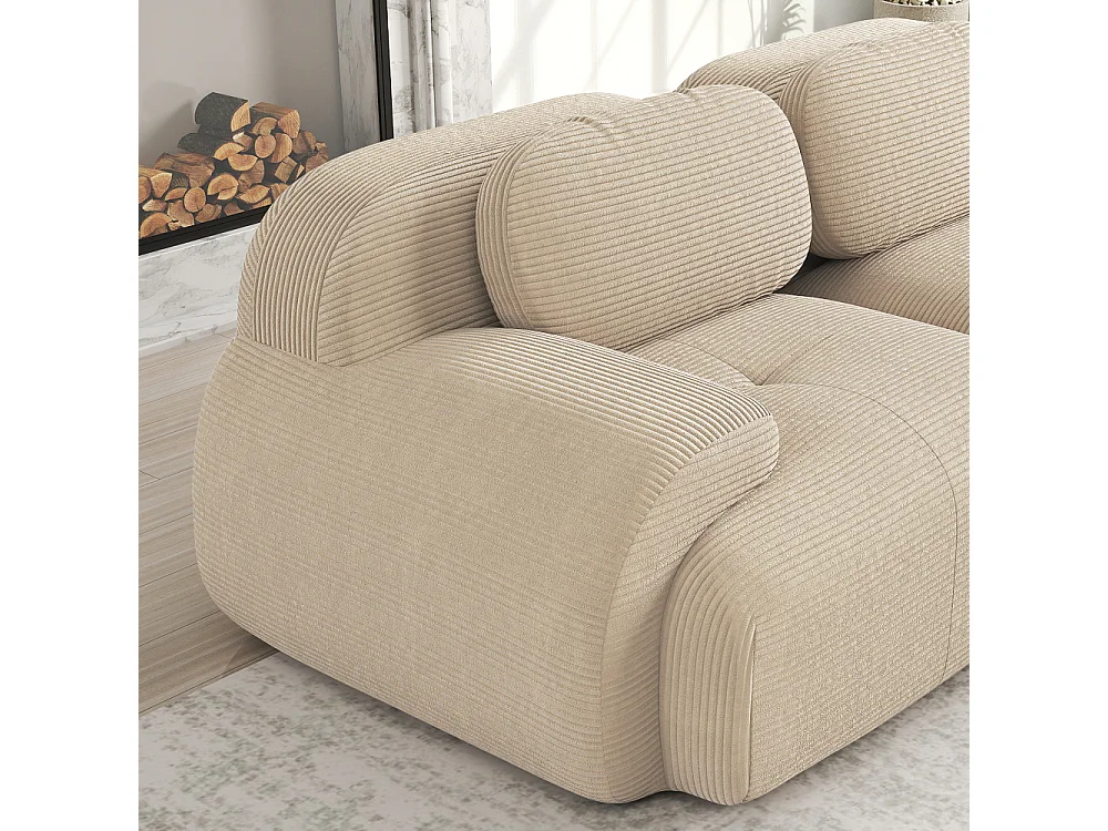 Modulares Ecksofa aus Cord mit Kissen, ergonomischen Armlehnen und erstklassigem Komfort