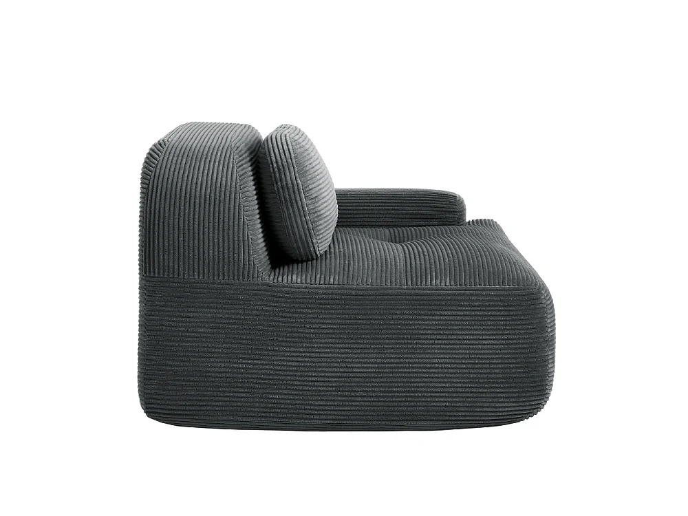 Canapé d'angle modulaire en velours côtelé avec coussins, accoudoirs ergonomiques et confort premium
