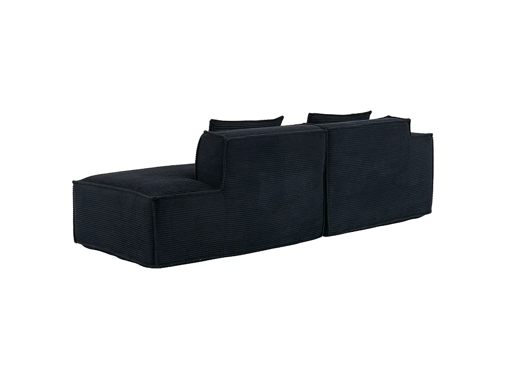 Canapé textile économique 235 cm avec coussins, assise ressorts ensachés et mousse haute densité