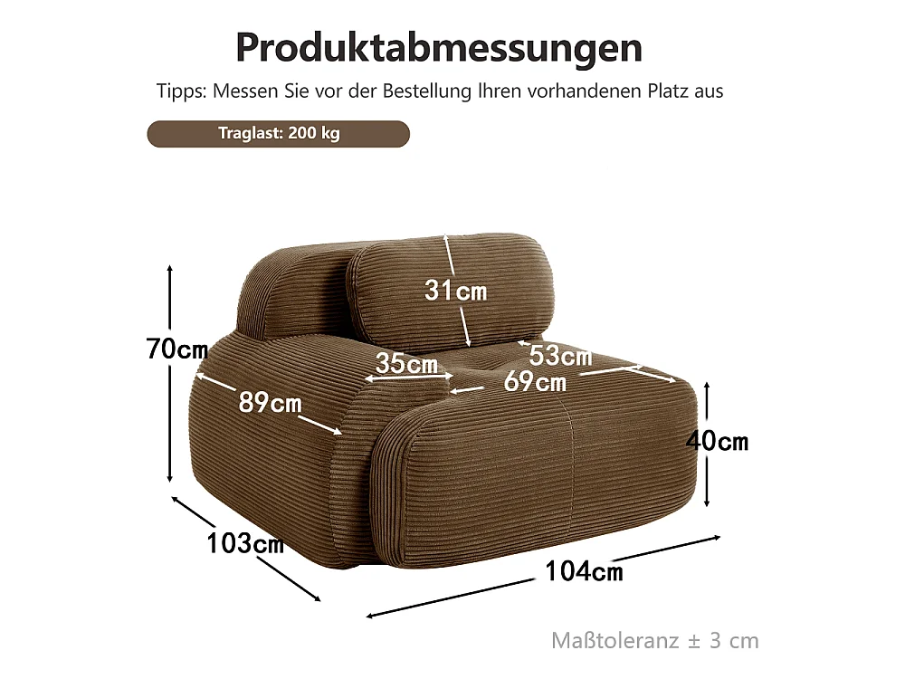 Modulaire hoekbank van corduroy met kussens, ergonomische armleuningen en eersteklas comfort