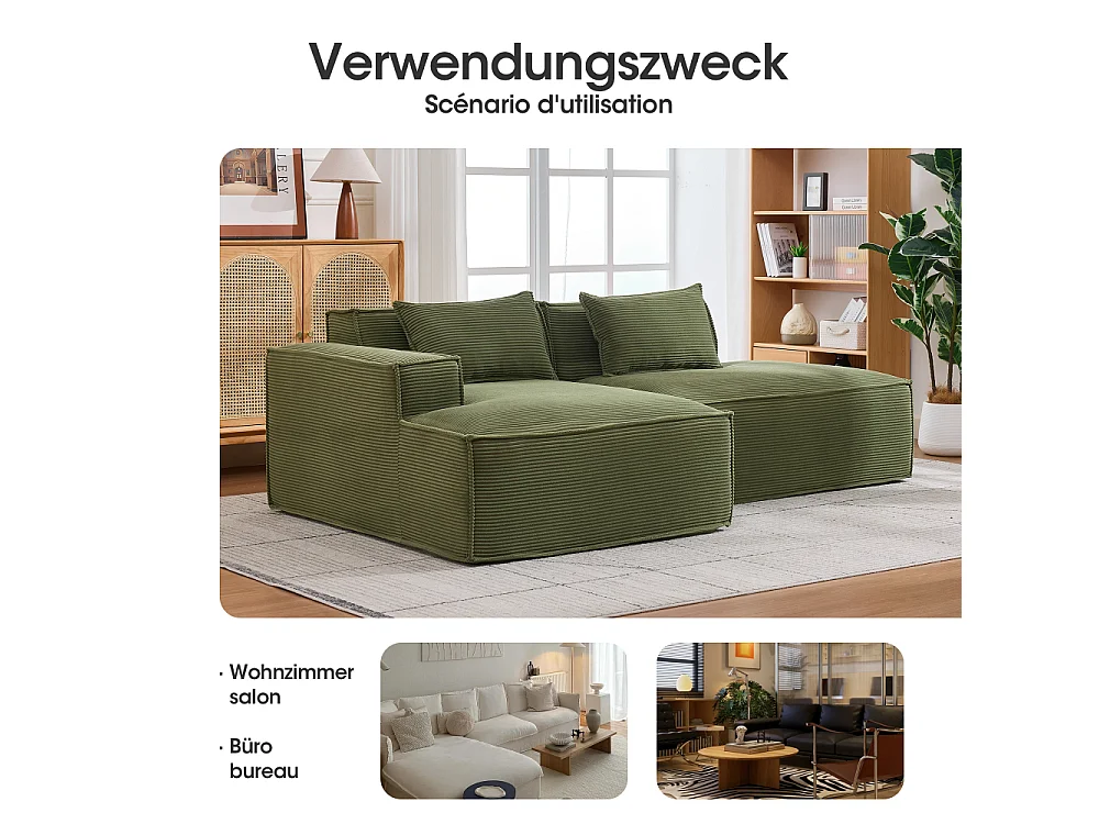 Voordelige stoffen zitbank 235 cm met kussens, zak verende zitting en schuim met hoge dichtheid