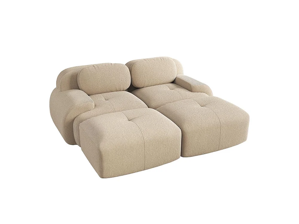 Modulares 2-Sitzer-Samtsofa mit Chaiselongue, rutschfesten, ergonomischen Armlehnen