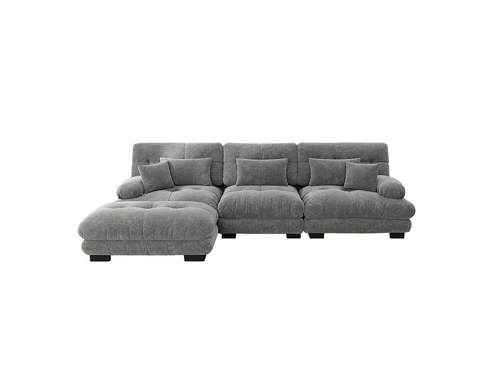 Divan modulaire en L XXL – Canapé modulable profond avec pouf mobile, convertible en lit pour salon, confort extrême et design élégant