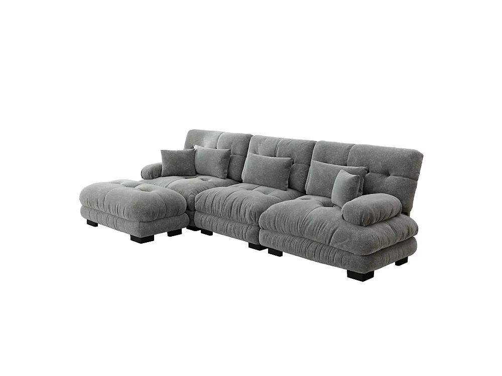 Divan modulaire en L XXL – Canapé modulable profond avec pouf mobile, convertible en lit pour salon, confort extrême et design élégant