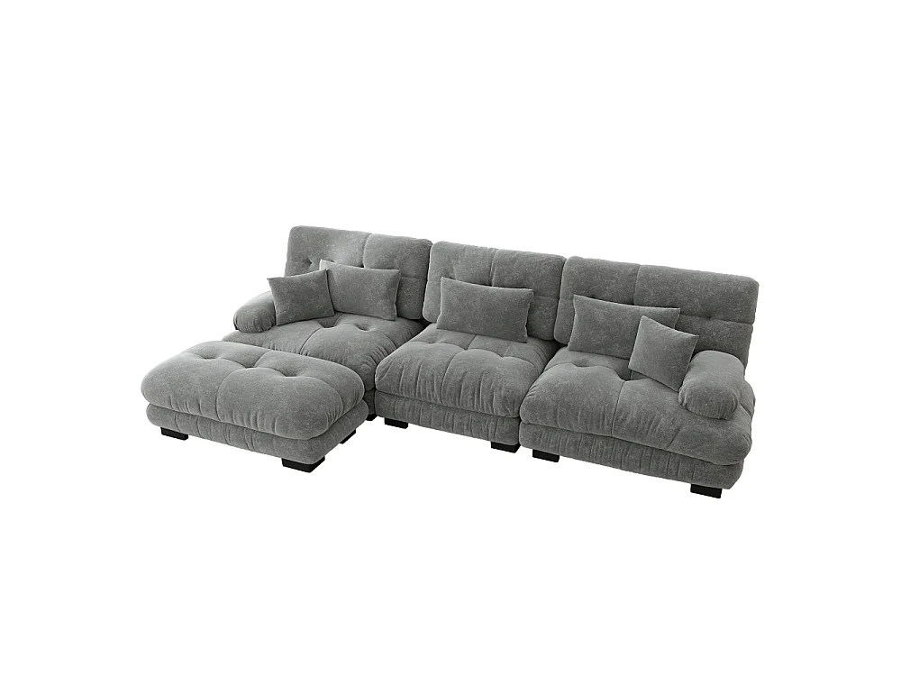 Divan modulaire en L XXL – Canapé modulable profond avec pouf mobile, convertible en lit pour salon, confort extrême et design élégant