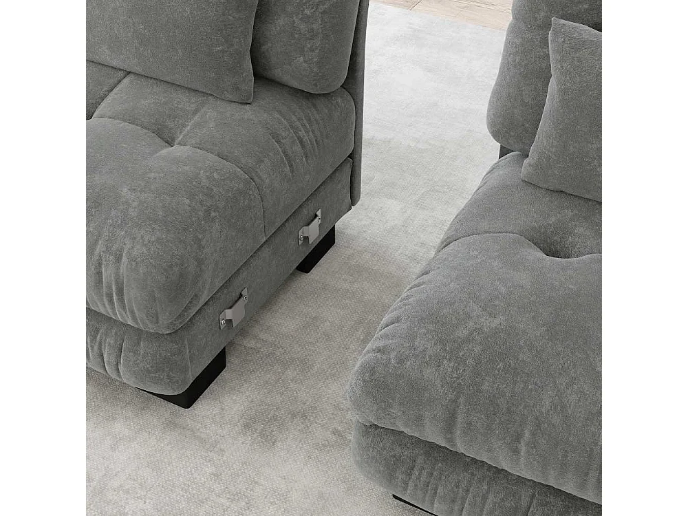 Divan modulaire en L XXL – Canapé modulable profond avec pouf mobile, convertible en lit pour salon, confort extrême et design élégant