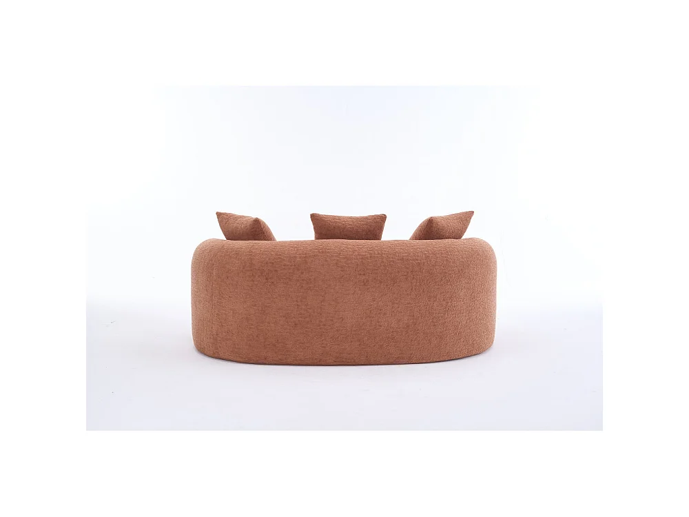 Sofá Modular de 2 Plazas en Chenilla Suave, Diseño Curvo Moderno con Cojines, Confort Compacto