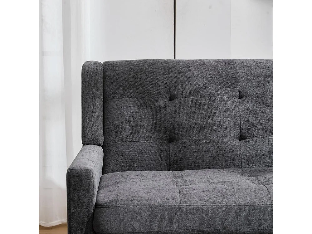 Banquette en lin premium 2 places avec mousse haute densité et pieds en bois antidérapants – Confort et élégance