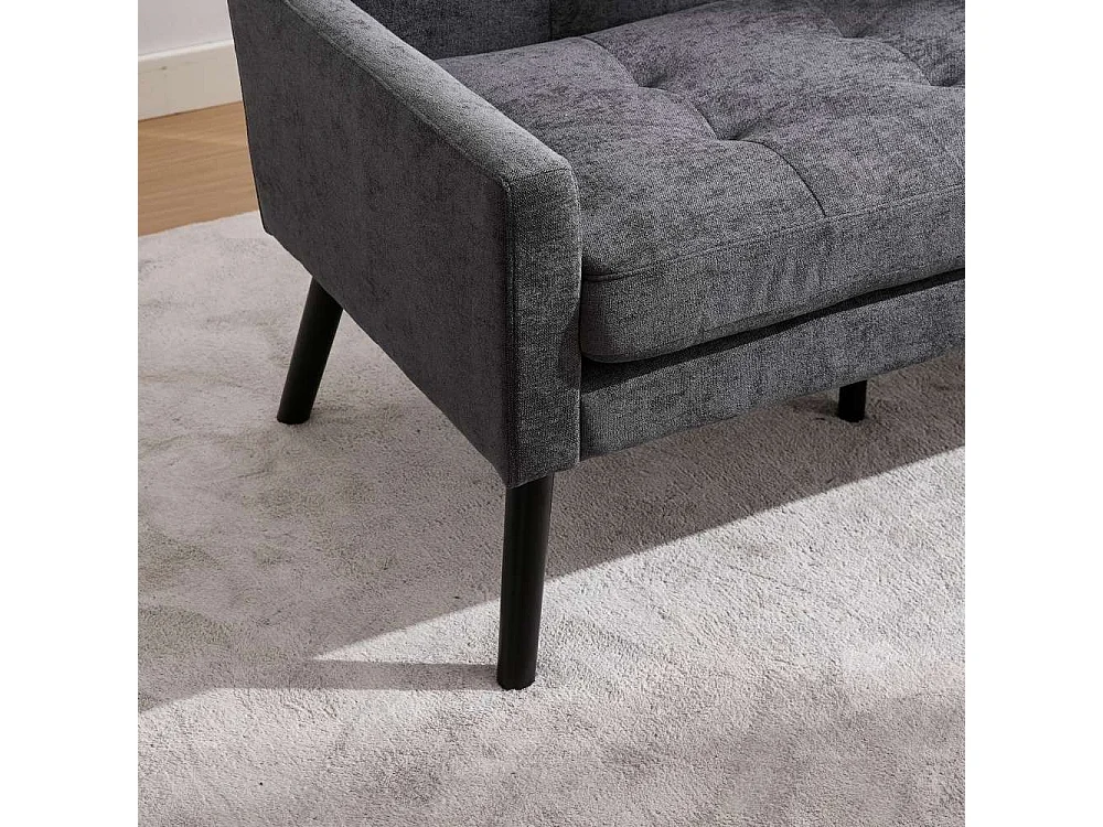 Banquette en lin premium 2 places avec mousse haute densité et pieds en bois antidérapants – Confort et élégance