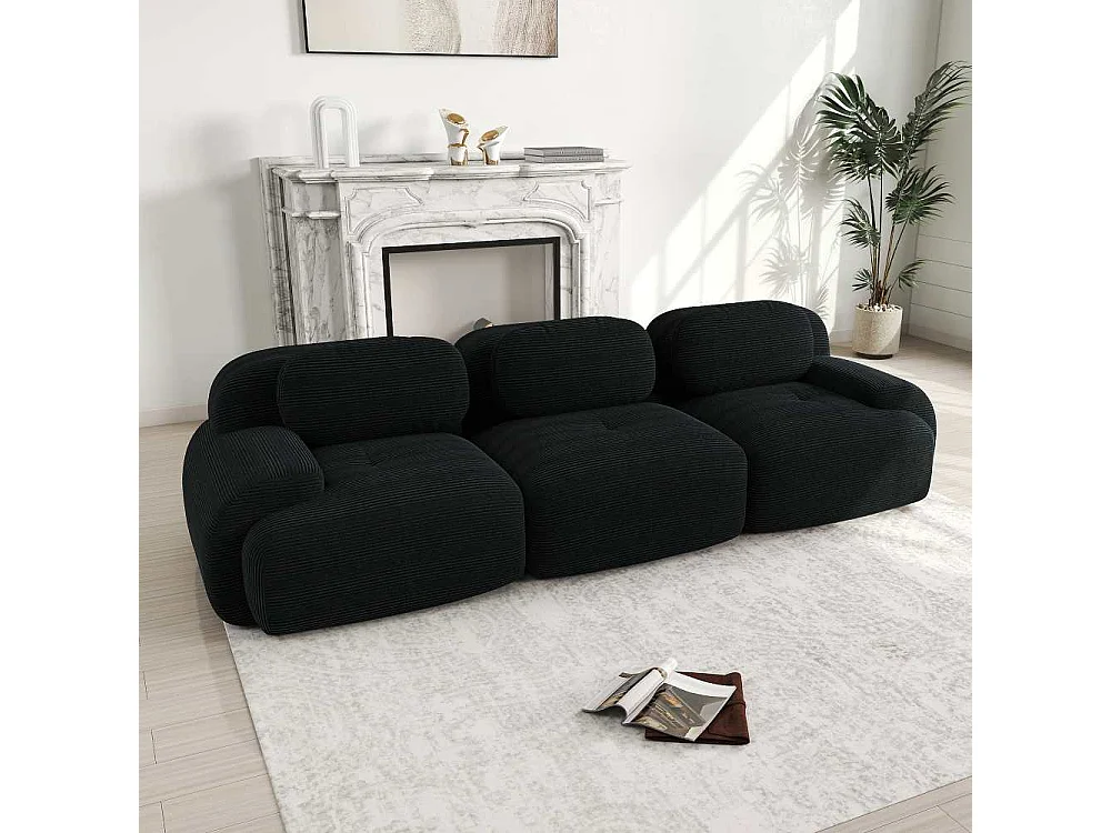 Canapé 3 places en Cordstoff Premium, modulable, accoudoirs ergonomiques
