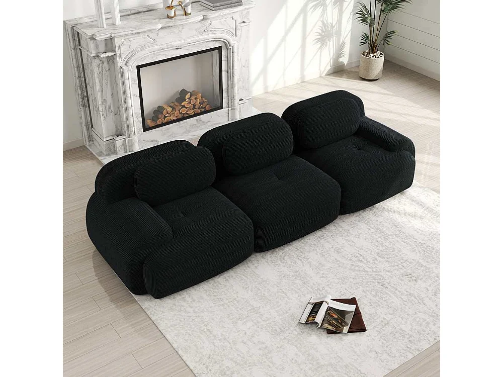 Canapé 3 places en Cordstoff Premium, modulable, accoudoirs ergonomiques