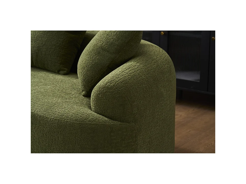 2-zits modulaire bank in zachte chenille, modern gebogen design met kussens, compact comfort