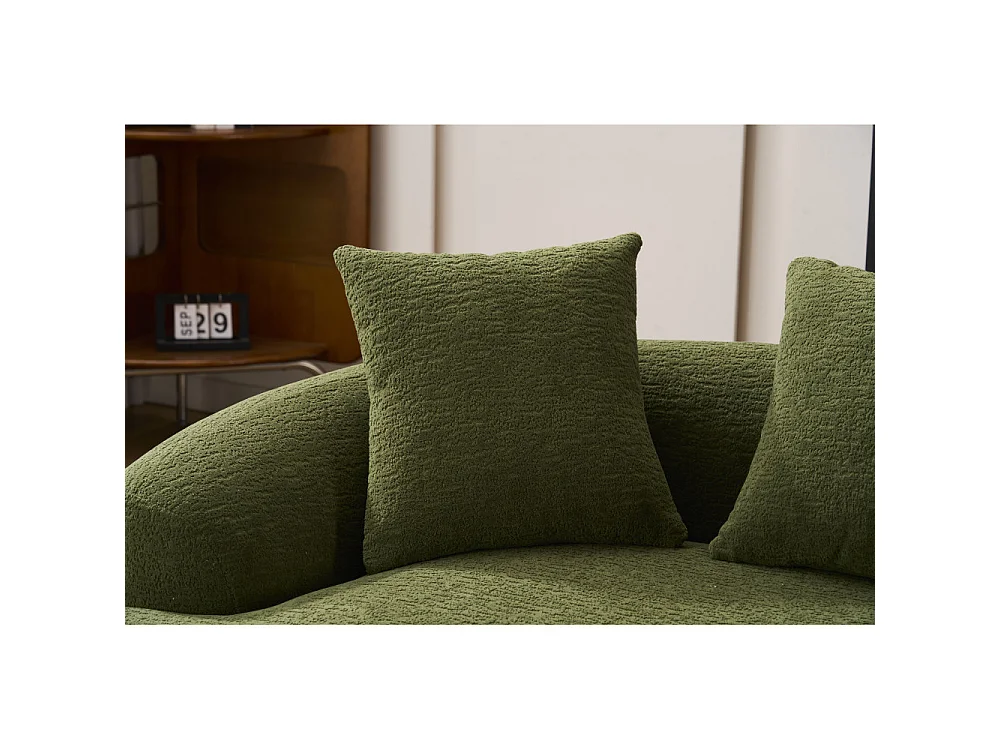 2-zits modulaire bank in zachte chenille, modern gebogen design met kussens, compact comfort