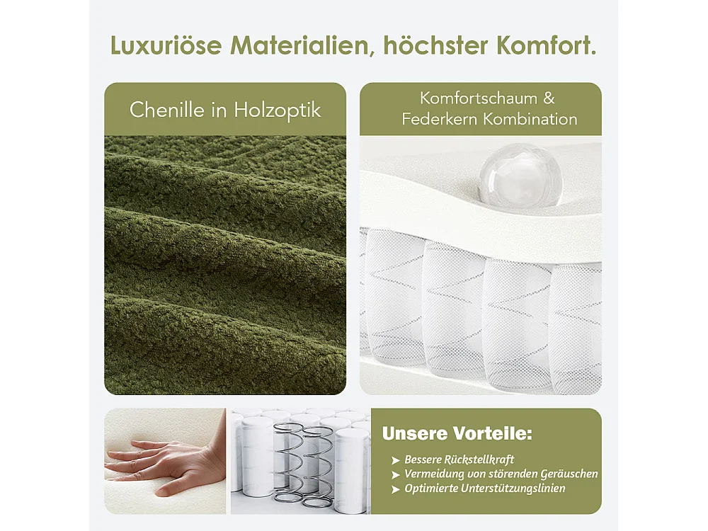 2-zits modulaire bank in zachte chenille, modern gebogen design met kussens, compact comfort